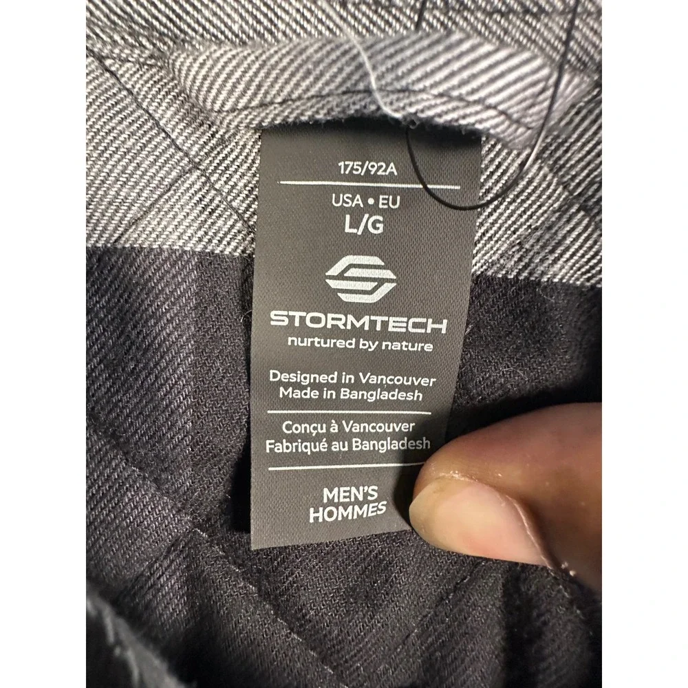 Stormtech Performance Mens Quilted Shirt Jacket Black Grey Plaid QPX-1 Large NWT